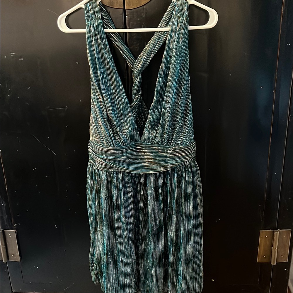 Shimmering Teal Sleeveless Dress
